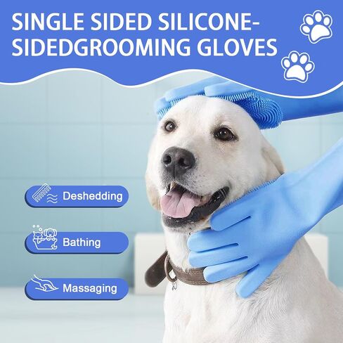 All-in-One Dog Bath & Grooming Gloves - Static Magic for Hair Removal, Heat-Resistant Silicone for Dogs and Cats with Non-Slip Massage Design - Grey in Saudi Arabia