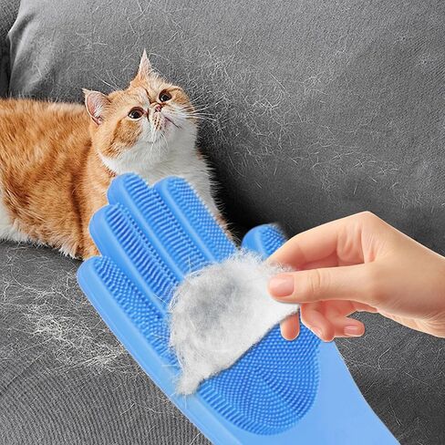 All-in-One Dog Bath & Grooming Gloves - Static Magic for Hair Removal, Heat-Resistant Silicone for Dogs and Cats with Non-Slip Massage Design - Grey in Saudi Arabia