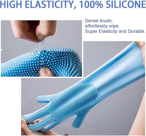 All-in-One Dog Bath & Grooming Gloves - Static Magic for Hair Removal, Heat-Resistant Silicone for Dogs and Cats with Non-Slip Massage Design - Grey in Saudi Arabia