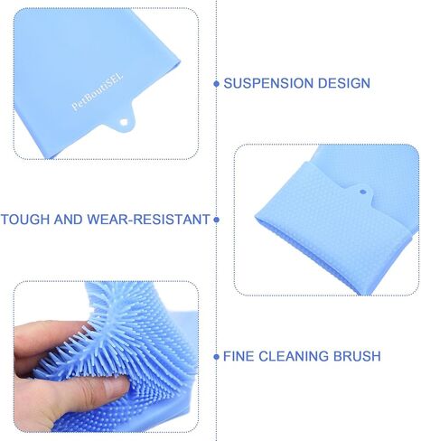 All-in-One Dog Bath & Grooming Gloves - Static Magic for Hair Removal, Heat-Resistant Silicone for Dogs and Cats with Non-Slip Massage Design - Grey in Saudi Arabia