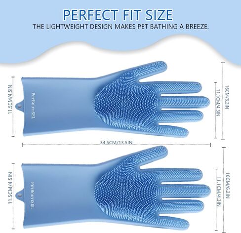 All-in-One Dog Bath & Grooming Gloves - Static Magic for Hair Removal, Heat-Resistant Silicone for Dogs and Cats with Non-Slip Massage Design - Grey in Saudi Arabia