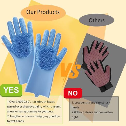 All-in-One Dog Bath & Grooming Gloves - Static Magic for Hair Removal, Heat-Resistant Silicone for Dogs and Cats with Non-Slip Massage Design - Grey in Saudi Arabia