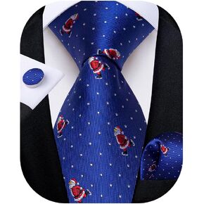 DiBanGu Christmas Ties for Men Festival Mens Holiday Tie and Pocket Square Set Santa Xmas Party Vacation Necktie