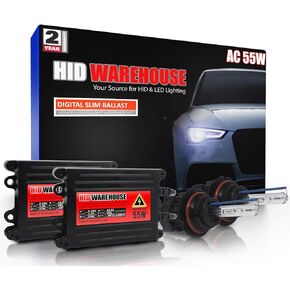 HIDWarehouse 9007 Bi-Xenon 6K 55W AC Xenon Bundle - Xenon Headlight Bulb with Slim AC Ballast - HB5, 6000K Light Blue- Xenon Bulbs - 1 Pair