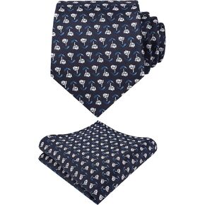 Alizeal Mens Dot Pattern Tie with Pocket Square 3.15inches Necktie Set