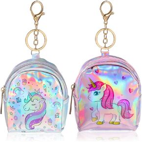 GALPADA Unicorn Coin Purse- 2 Pcs Mini Keychain Backpack- Kids Coin Purse- Wallets for Girls