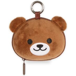 Supercute Plush Coin Purse, Cute Cartoon Zipper Change Pouch with Key Ring for Women Men Kids (Bear)
