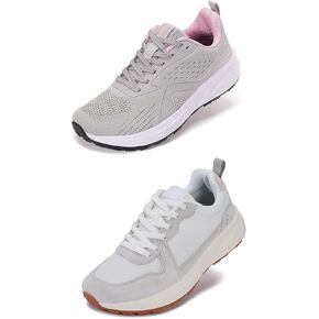 BRONAX Womens Wide Toe Box Shoes Grey Pink and Grey Size 9w