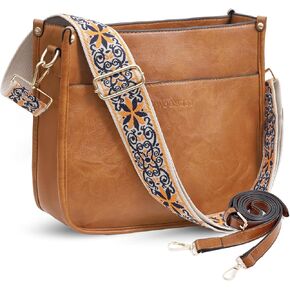 WOOMADA Hobo Handbag for Women Vegan Leather Crossbody Bags Trendy Shoulder Bag with 2 Adjustable Strap