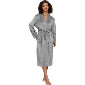 Artfasion Women Robe Lightweight Bathrobe: Length V-Neck House Coats Velor Winter Robes for Spa Home Leisure Sleep Travel