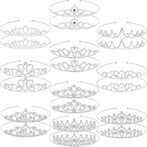 Hicarer 20 Pieces Girls Tiara Crown Silver Princess Crowns Girls Crystal Tiaras for Wedding Birthday Party (Cute Style)