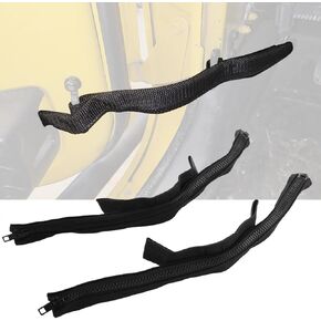 2 PCS Door Limiting Strap Heavy Duty Adjustable Door Strap Durable Oxford Cloth Door Limiting Strap with Zipper compatible with 2007-2020 Wrangler JK JL TJ YJ CJ JKU Car Door Harness Protector (Black)