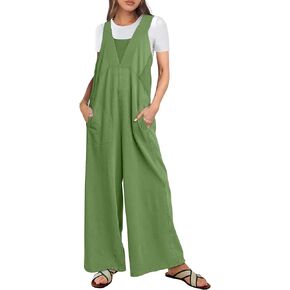 ANRABESS Womens Overalls Jumpsuits Wide Leg Loose Casual Sleeveless Straps Romper Jumpers 2025 Dressy Spring Summer Outfits
