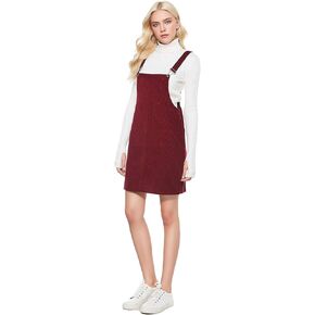 Women's Adjustable Straps Cuffed A-line Corduroy Pinafore Bib Pocket Overalls Dress