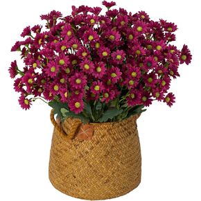 12 Bundles Artificial Daisy Flowers, Daisy Mums Bouquets Fake Flowers for Outdoors Porch, Silk Fake Wildflowers for Wedding Garden Hanging Basket Spring Decor(Pink)