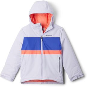 Columbia Youth Unisex Valley Runner II Jacket, Snowdrift/Clematis Blue/Hot Coral, Small