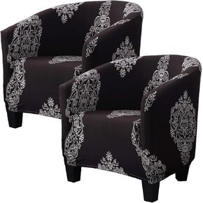 WOMACO Club Chair Slipcover Printed Stretch Armchair Tub/Round Barrel Swivel Chair Covers with Elastic Bottom Sofa Furniture Protector (2, A14)