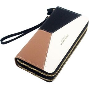Female Wristlet Wallet for Women, Large Capacity Double Zipper Around Purse, Credit Card Money Holder, Birthday Gift for Ladies Mom Wife Girlfriend Aunt
