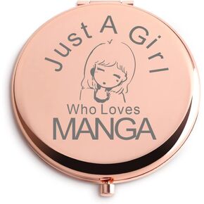 Anime Stuff for Girls Women Rose Gold Compact Cute Purse Travel Folding Hand Mirror for Birthday Christmas Thanksgiving Anime Gifts for Teen Girls