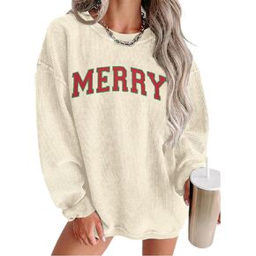 MAXIMGR المرأة Crewneck البلوز عيد الميلاد بلوزات المتضخم سروال قصير عيد ميلاد سعيد عطلة البلوز القمم