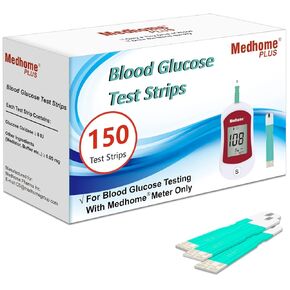 Blood Glucose Test Strips, for use with Medhome Diabetes Glucose Testing Meter,150 Count