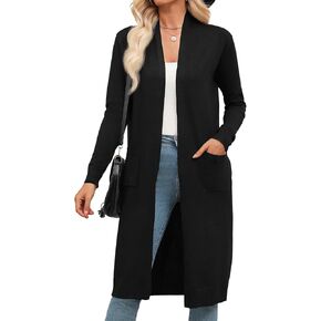 Zeagoo Women's Long Cardigans Sweater 2024 Fall Lightweight Open Front Casual Knit Duster Coat with Pockets