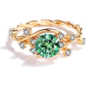 Anniversary Women Ring - 1CT Teal Moissanite Jewelry Wedding Gift S925 Silver Plated Rose Gold Engagement rings