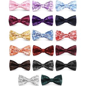 Geyoga 17 Pcs Bow Ties for Men Pre-tied Adjustable Paisley Bowties Multicolor Classic Formal Bow Ties Set for Wedding Business Meeting Party