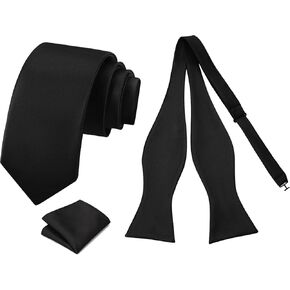 PenSee Men's Accessories Solid Color Tie & Self-braided bow tie Men's formal wear