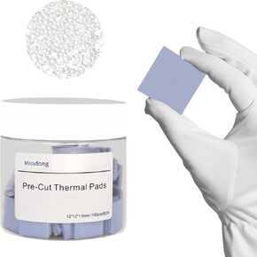 Soft Silicone Thermal Conductive Pads for Laptop,Thermal Conductive Silicone Pads Sizes:12*12/50*50/100*25x1.5mm Efficient Cooling IC Chipset and Other High-Heat Components,Built-in Adhesive