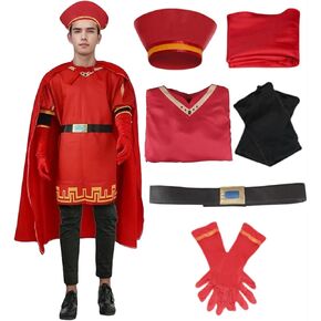 Lord Farquaad Costume Halloween Lord Farquaad Cosplay Red Cloak Top Costumes Robe Cape Clothes Full Set