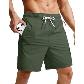 Viodia Men's Swim Trunks with Compression Liner Quick Dry Board Shorts Swimsuit Swimwear for Men with Zipper Pockets