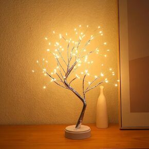 Bonsai Tree Light for Room Decor,108 Led Fairy Light Spirit Tree, 20" Firefly Tree Lamp Battery and USB Operated, Lighted Tree for Gift, Christmas Decor,Bedroom (Warm White)