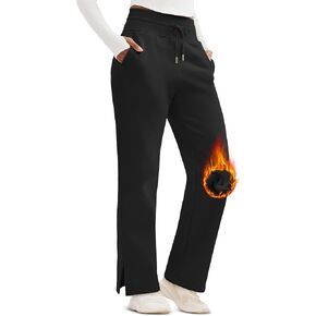 MAGCOMSEN Women's Wide Leg Sweatpants Fleece Lined Lounge Pants High Waisted Baggy Warm Winter Pants with Pockets