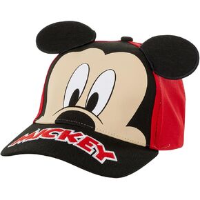 Disney Boys' Mickey Mouse Baseball Cap - 3D Ears Curved Brim Strap Back Hat (2-7), Size 2-4T, Mickey Mouse Ears Red