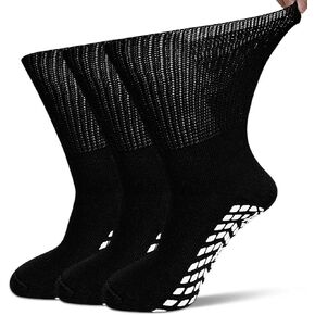Diabetic Socks for Men Women: Non-Binding Edema Socks, Extra Wide Non Slip Hospital Socks for Swollen Feet 9-15
