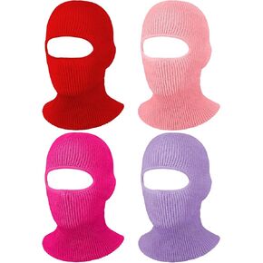 4 Pack 1-Hole Knitted Full Face Cover Winter Balaclava Ski Mask Thermal Face Cover for Men Women Outdoor Winter Sports
