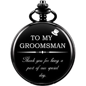 ManChDa Engraved Pocket Watches for Groomsmen Bestman Ringbearer Pocket Watchs