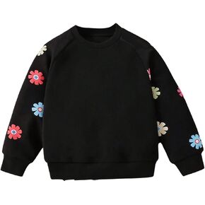 GORGLITTER Girl's Floral Print Sweatshirt Long Sleeve Crewneck Cute Pullover Top Preppy Clothes