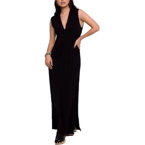 Ekaliy Women Summer Casual Sleeveless Sundress V-Neck Floral Party Maxi Long Beach Dress Vacation Outfits