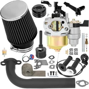 212 Carburetor Stage 1 Kit for Predator 212 224 196cc 6.5HP Engine Coleman CT200U BT200X CT200U-EX Baja Warrior MB200 KT196 Go Kart Parts Exhaust Pipe Mini Bike Throttle Assembly