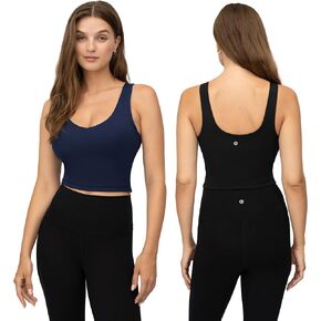 90 Degree By Reflex Everyday Cloud Support Crop Tank with Built-in Bra - 2 Pack