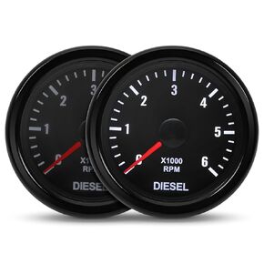 Diesel RPM Tachometer 2-1/16" 52mm Automotive Tachometer for Car Interior 0-6000 RPM Tach Gauge 2" Tachometer Gauge for 2-8 Cylinder Diesel Engine Tachometer 12V