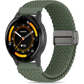 18mm Magnetic Braided Nylon Band Compatible with Garmin Venu 3S/Venu 2S/Vivoactive 4S/Vivomove 3S/Forerunner 255S/Forerunner 265S, Quick Release Stretchy Strap for Women Men
