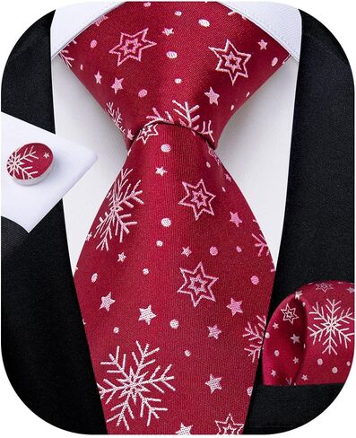 DiBanGu Christmas Ties for Men Festival Mens Holiday Tie and Pocket Square Set Santa Xmas Party Vacation Necktie in Kuwait