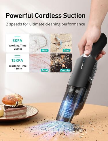 Aspiron Handheld Vacuum Cordless, 500ml Portable Hand Vacuum Cleaner, Car Vacuum Cleaner Cordless Rechargeable with Fast Charging Dock, Reusable Filter for Car, Home, Pet in Saudi Arabia