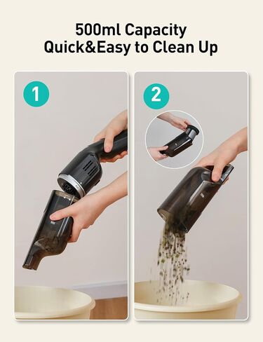Aspiron Handheld Vacuum Cordless, 500ml Portable Hand Vacuum Cleaner, Car Vacuum Cleaner Cordless Rechargeable with Fast Charging Dock, Reusable Filter for Car, Home, Pet in Saudi Arabia