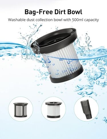 Aspiron Handheld Vacuum Cordless, 500ml Portable Hand Vacuum Cleaner, Car Vacuum Cleaner Cordless Rechargeable with Fast Charging Dock, Reusable Filter for Car, Home, Pet in Saudi Arabia