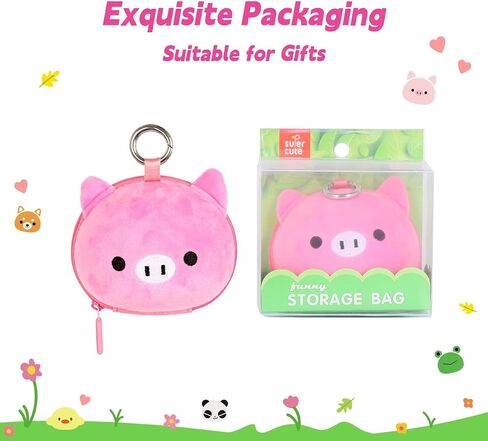 Supercute Plush Coin Purse, Cute Cartoon Zipper Change Pouch with Key Ring for Women Men Kids (Bear) in Saudi Arabia