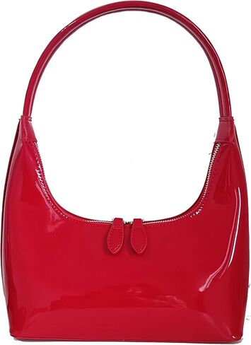 Women Red Retro Underarm Shoulder Bag Y2k Patent Leather Hobo Bag Purse in Saudi Arabia